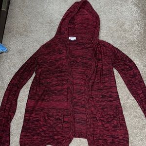 Maroon Red and Black Cardigan